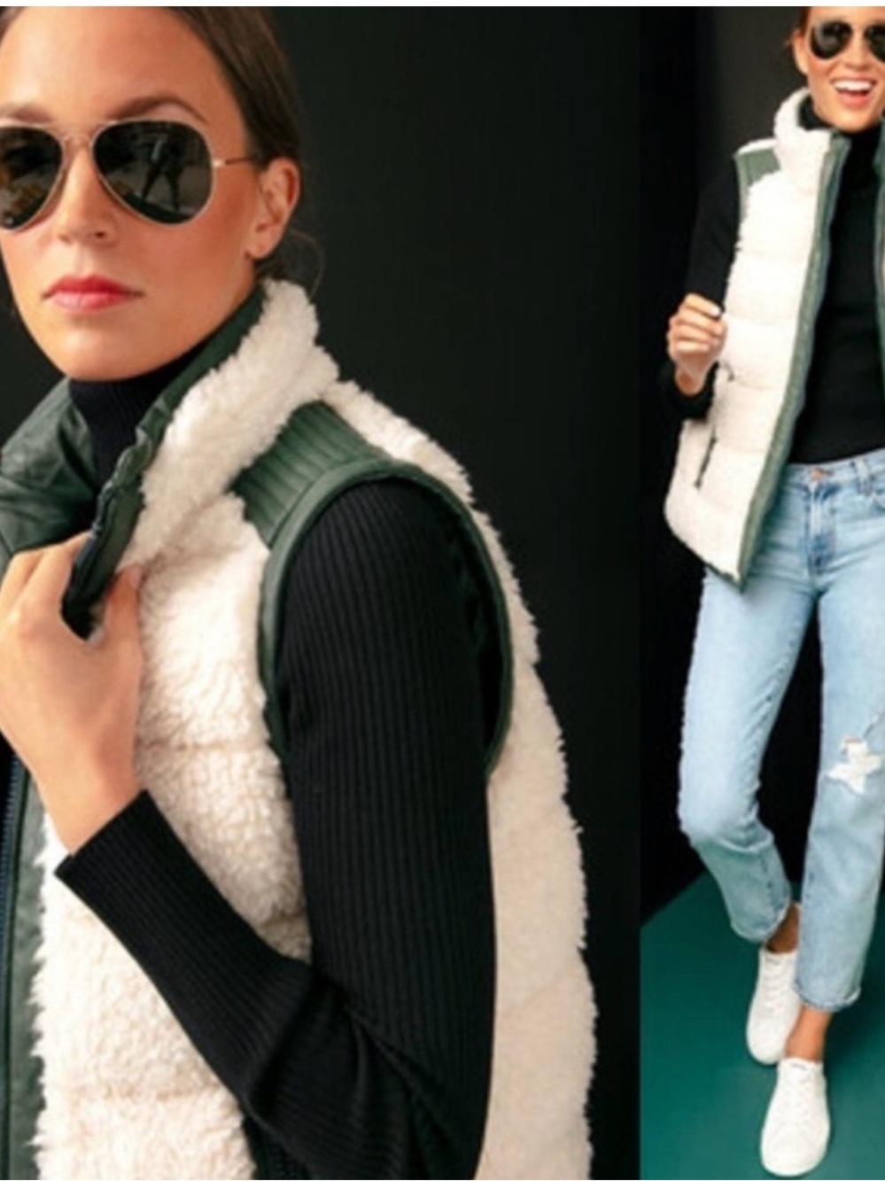 Tuckernuck green Sherpa vest reversible small